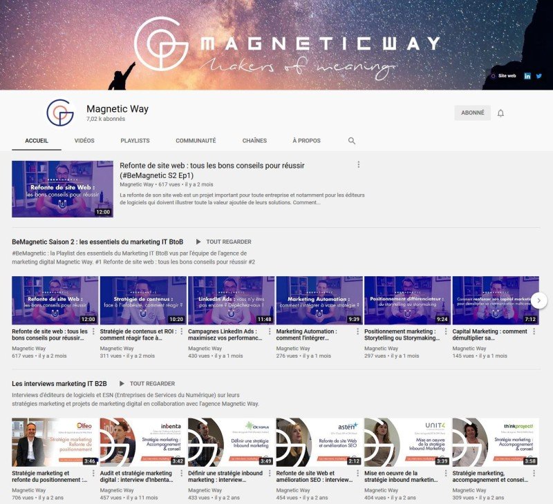 Chaine YouTube sur le marketing de Magnetic Way