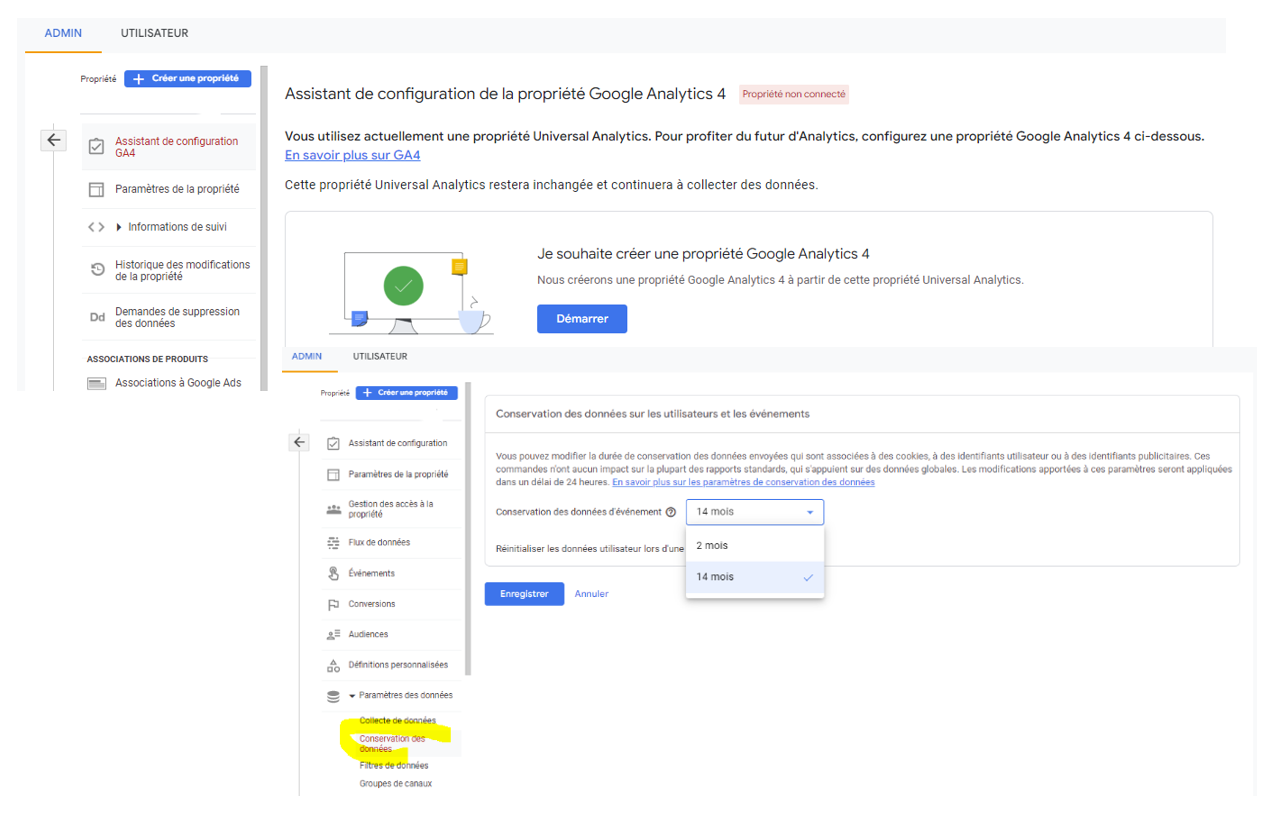 Assistant de configuration de la propriété Google Analytics 4